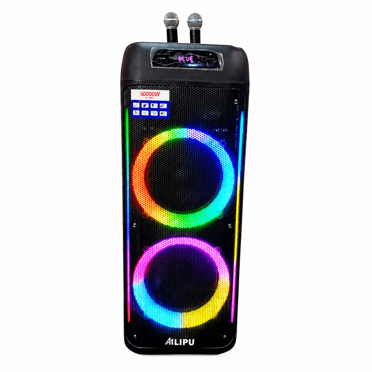 AILIPU 90000W HEAVY DEEP BASS DOUBLE 10 INCHES RECHARGEABLE SPEAKER WITH DOUBLE WIRELESS MIC